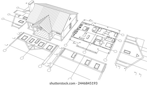 proyecto de la casa boceto arquitectónico 3d