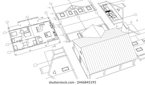house project architectural sketch 3d