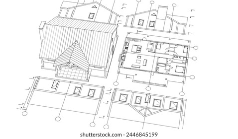 proyecto de la casa boceto arquitectónico 3d