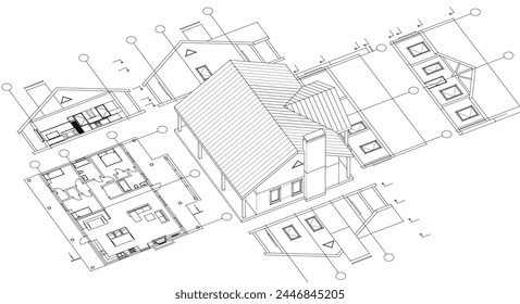 Haus Projekt Architekturskizze 3D