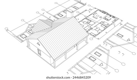 Haus Projekt Architekturskizze 3D