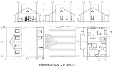 proyecto de la casa boceto arquitectónico 3d