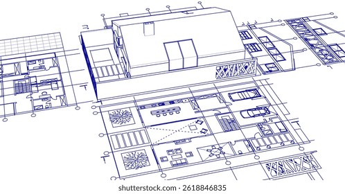 house project architectural sketch 3d	