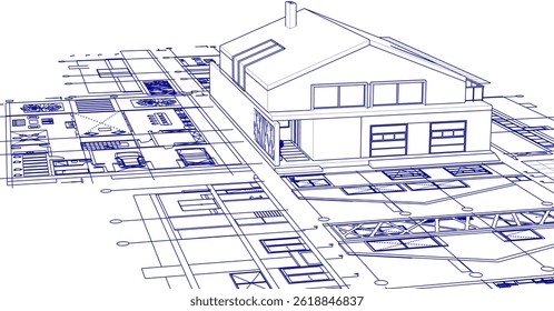 house project architectural sketch 3d	