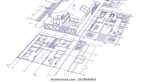 Proyecto de casa Boceto arquitectónico 3D	