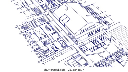 house project architectural sketch 3d	