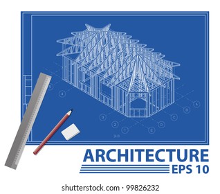 House project blueprint. vector illustration