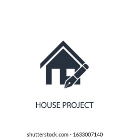 House project concept icon. Simple one colored real estate element illustration. Vector symbol design from business collection. Can be used in web and mobile.