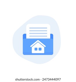 house project icon with a folder, flat vector