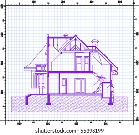 house project on the background with scale of line