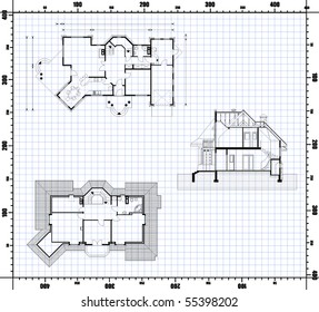house project on the background with scale of line