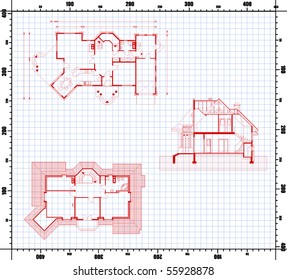 house project on the background with scale of line
