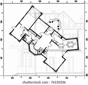 house project on the background with scale of line