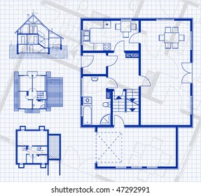 house project on the page of notebook