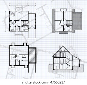 house project on the page of notebook