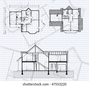house project on the page of notebook