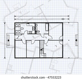 house project on the page of notebook