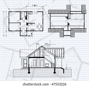 house project on the page of notebook