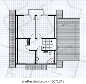 house project on the page of notebook