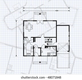 house project on the page of notebook