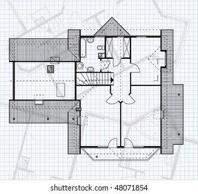 house project on the page of notebook