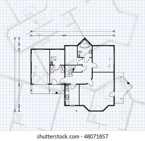 house project on the page of notebook
