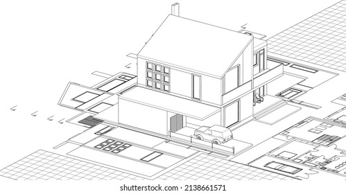 house project plan 3d rendering