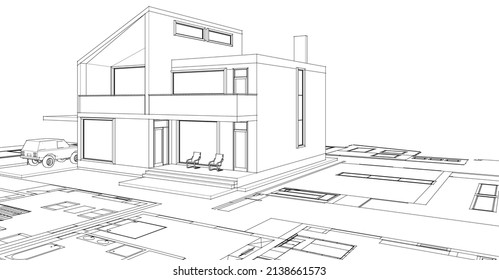 house project plan 3d rendering