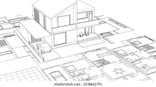 house project plan 3d rendering