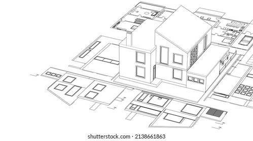 house project plan 3d rendering
