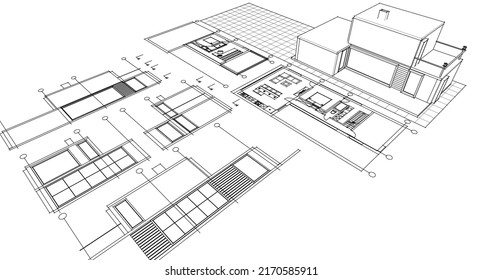 House Project Plan 3d Rendering