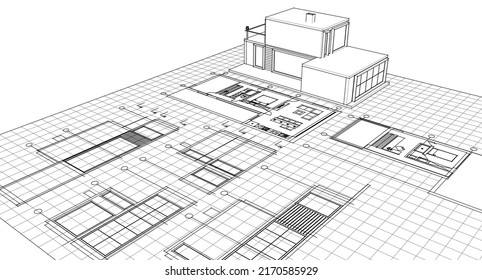 house project plan 3d rendering