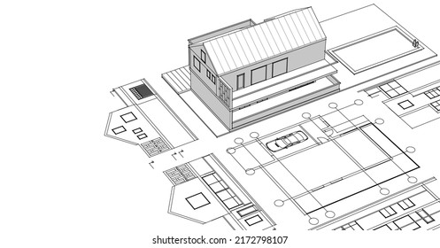 house project plan 3d rendering
