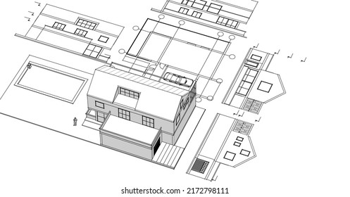 house project plan 3d rendering