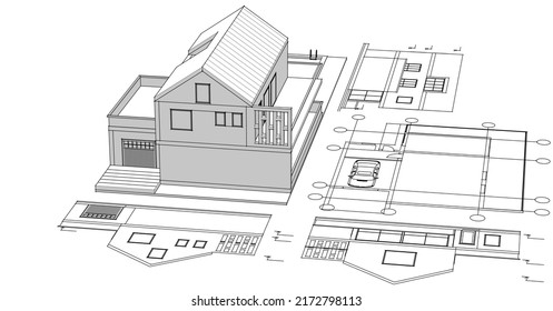 house project plan 3d rendering