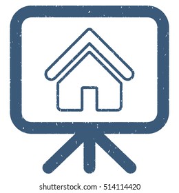 House Project Presentation Screen rubber seal stamp watermark. Icon vector symbol with grunge design and corrosion texture. Scratched blue ink sign on a white background.