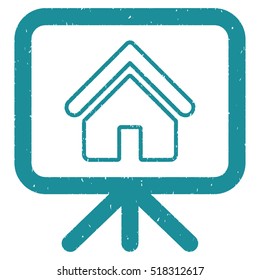 House Project Presentation Screen rubber seal stamp watermark. Icon vector symbol with grunge design and unclean texture. Scratched soft blue ink emblem on a white background.
