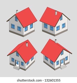 house project vector sketch isometric view illustration