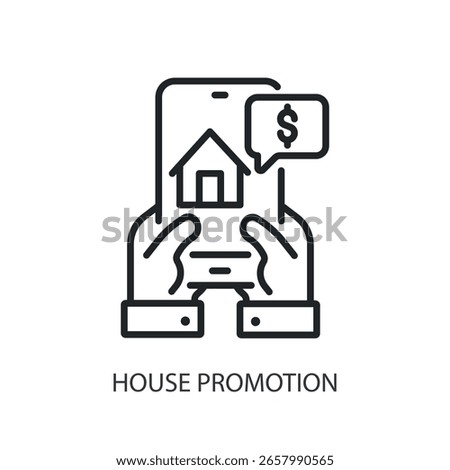 House promotion thin line vector icons.