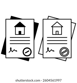 house property document icon, simple flat style, illustration, logo sign symbol pictogram template, for ui or ux isolated on white for mobile app, editable