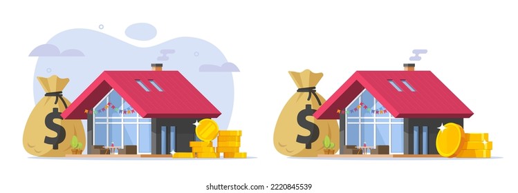 House property money tax vector icon or home ownership cash mortgage credit concept graphic illustration, loan or credit budget of new real estate, lease expense value, invest price cost, capital fee