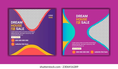 House property sale banner, square story post-marketing,social Media Post  Vector banner template 