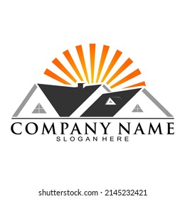 Haus mit Sonnenvektor-Logo