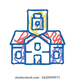 house protect doodle icon sketch vector. house protect sign. isolated symbol illustration