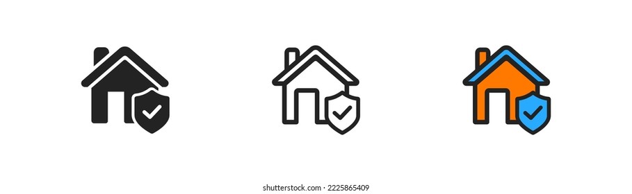 Hausschutzsymbol. Haus hinter dem Schild. Versicherung des Nachlasses. Immobiliensymbol. Schützen, Sicherheit von zu Hause. Flaches Design. Vektorgrafik.
