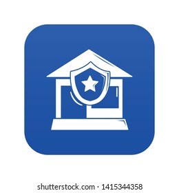 House protection icon blue vector isolated on white background
