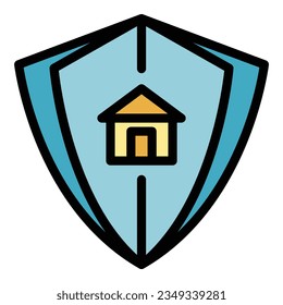 House protection icon outline vector. Home people. Social stay color flat