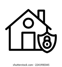 House Protection Vector Line Icon Design