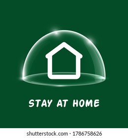 House with protective shield concept poster design. Coronavirus banner. Stay At Home concept. Eps 10 vector illustration.