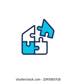 house puzzle game logo vector illustration